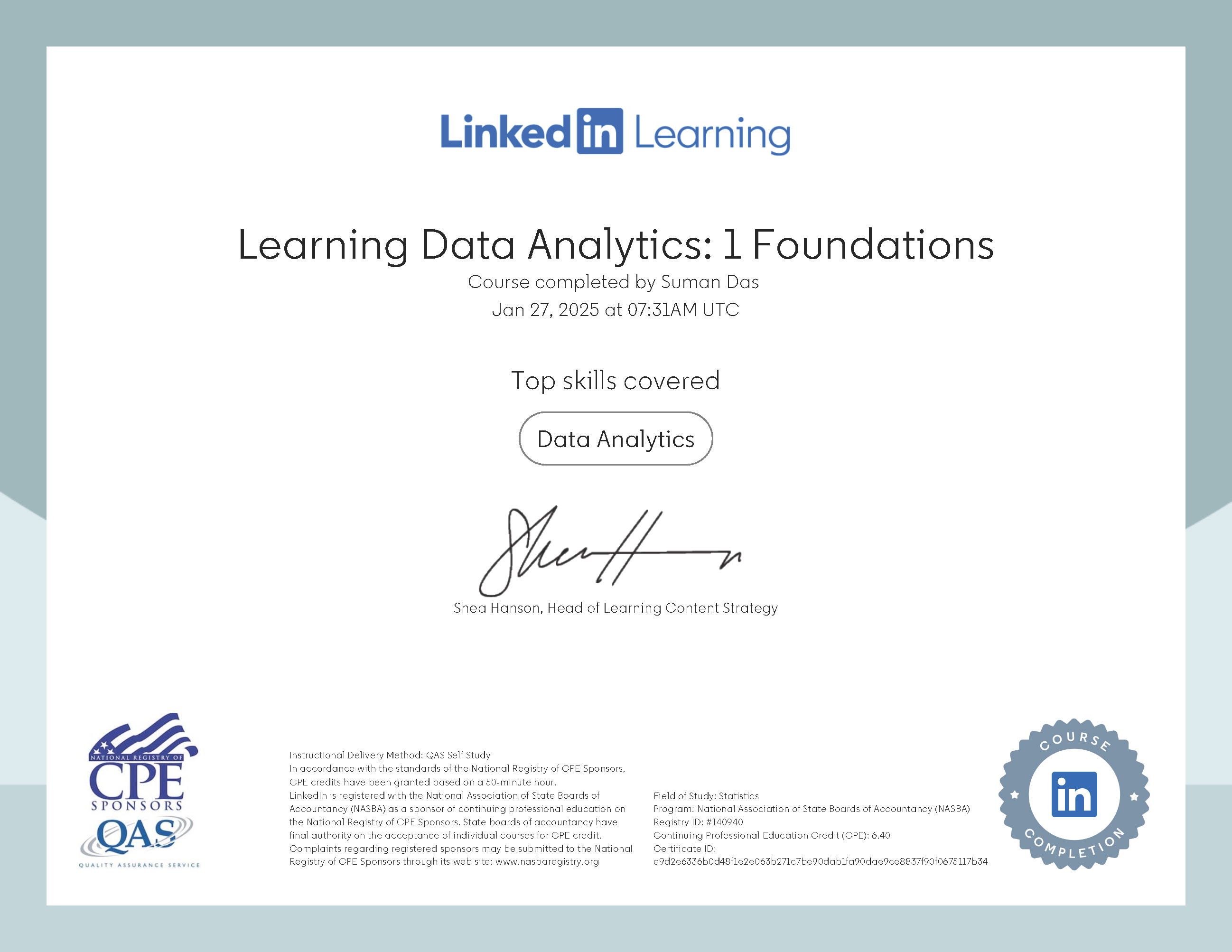 Learning Data Analytics Foundations